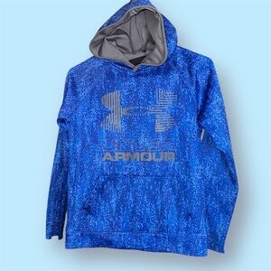 Under Armour Boys Youth Medium Fleece Lined pullover Hoody Sweatshirt blue/grey﻿
